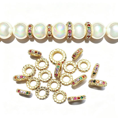 10-20-50pcs/lot 8mm 10mm Multicolor CZ Paved Rondelle Wheel Spacers
