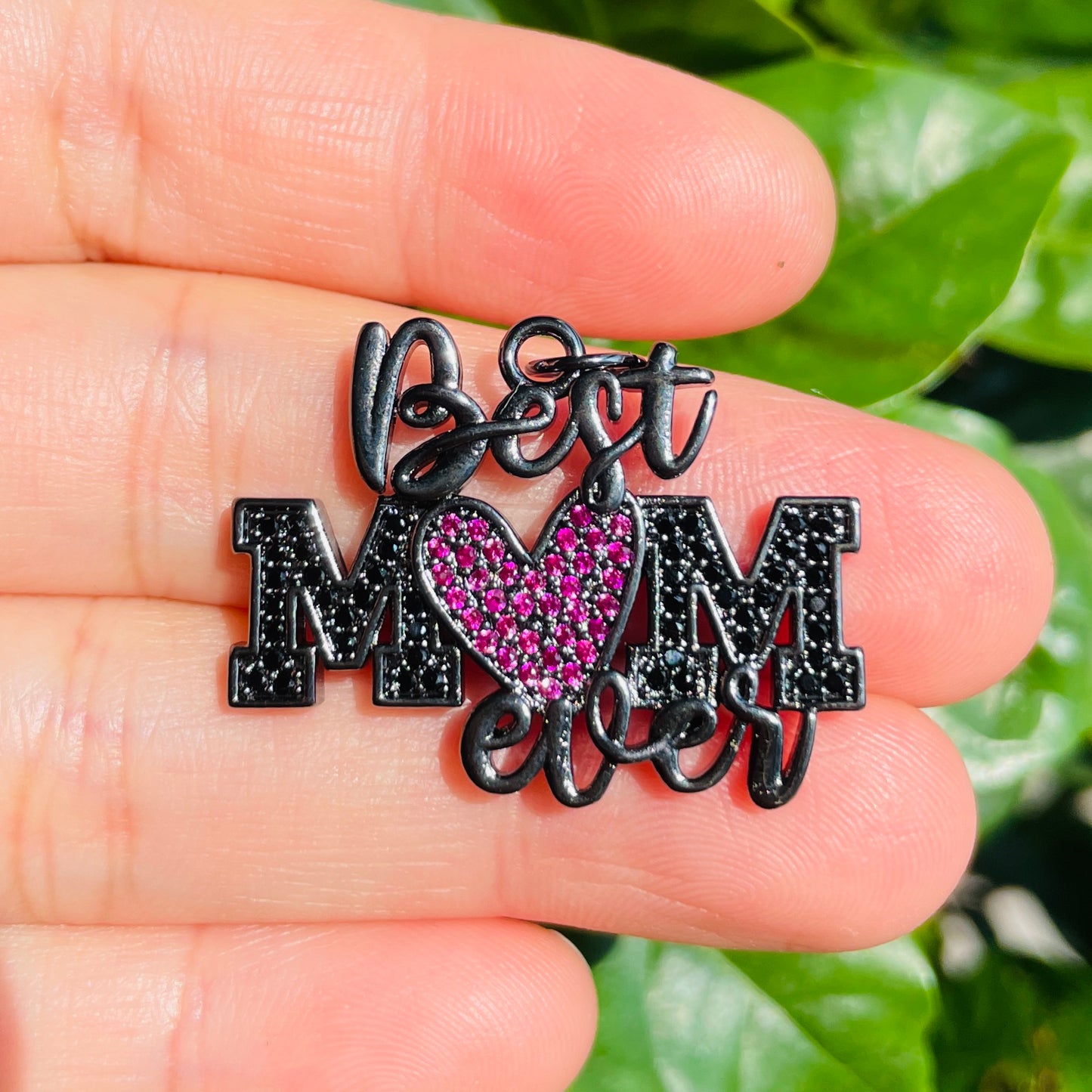 10pcs/lot CZ Pave Best Mom Ever Word Charms-Mother's Day CZ Paved Charms Mother's Day New Charms Arrivals Words & Quotes Charms Beads Beyond