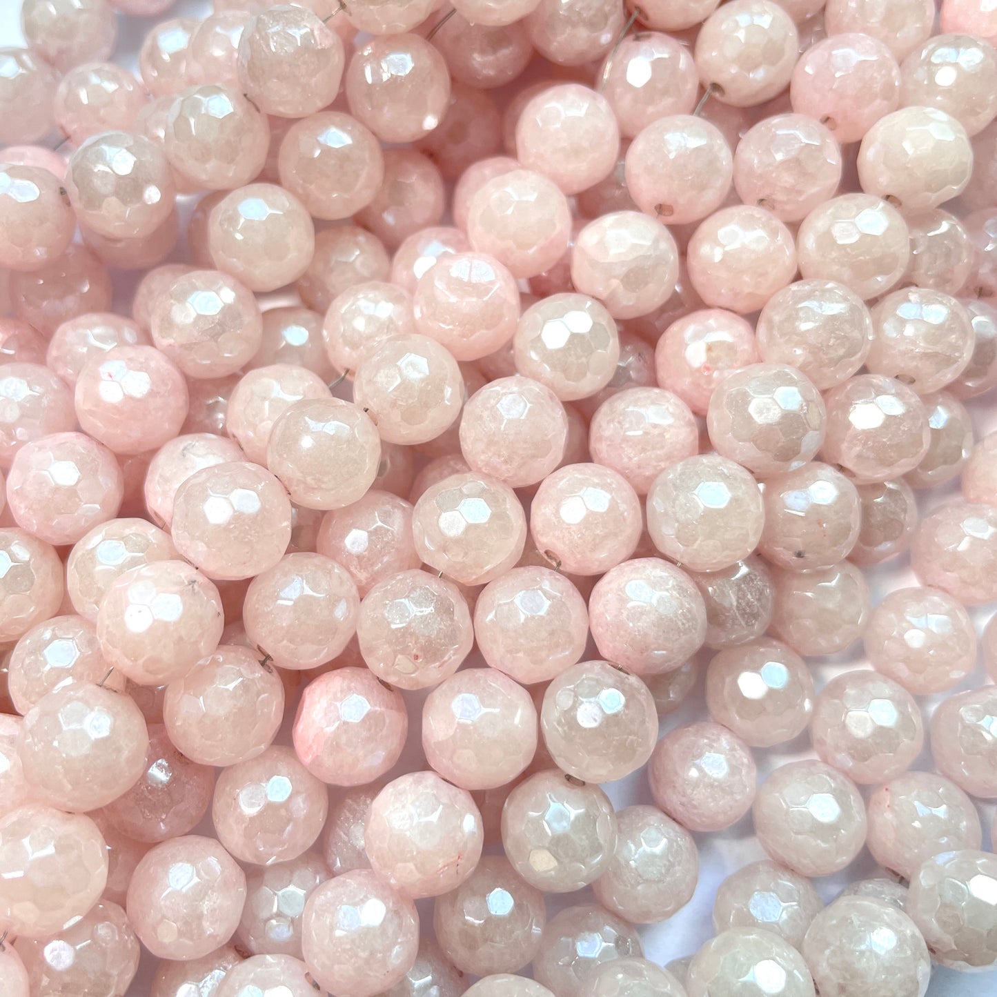 2 Strands/lot 10mm Electroplated Rose Quartz Faceted Stone Beads Electroplated Beads Breast Cancer Awareness Electroplated Faceted Agate Beads New Beads Arrivals Charms Beads Beyond