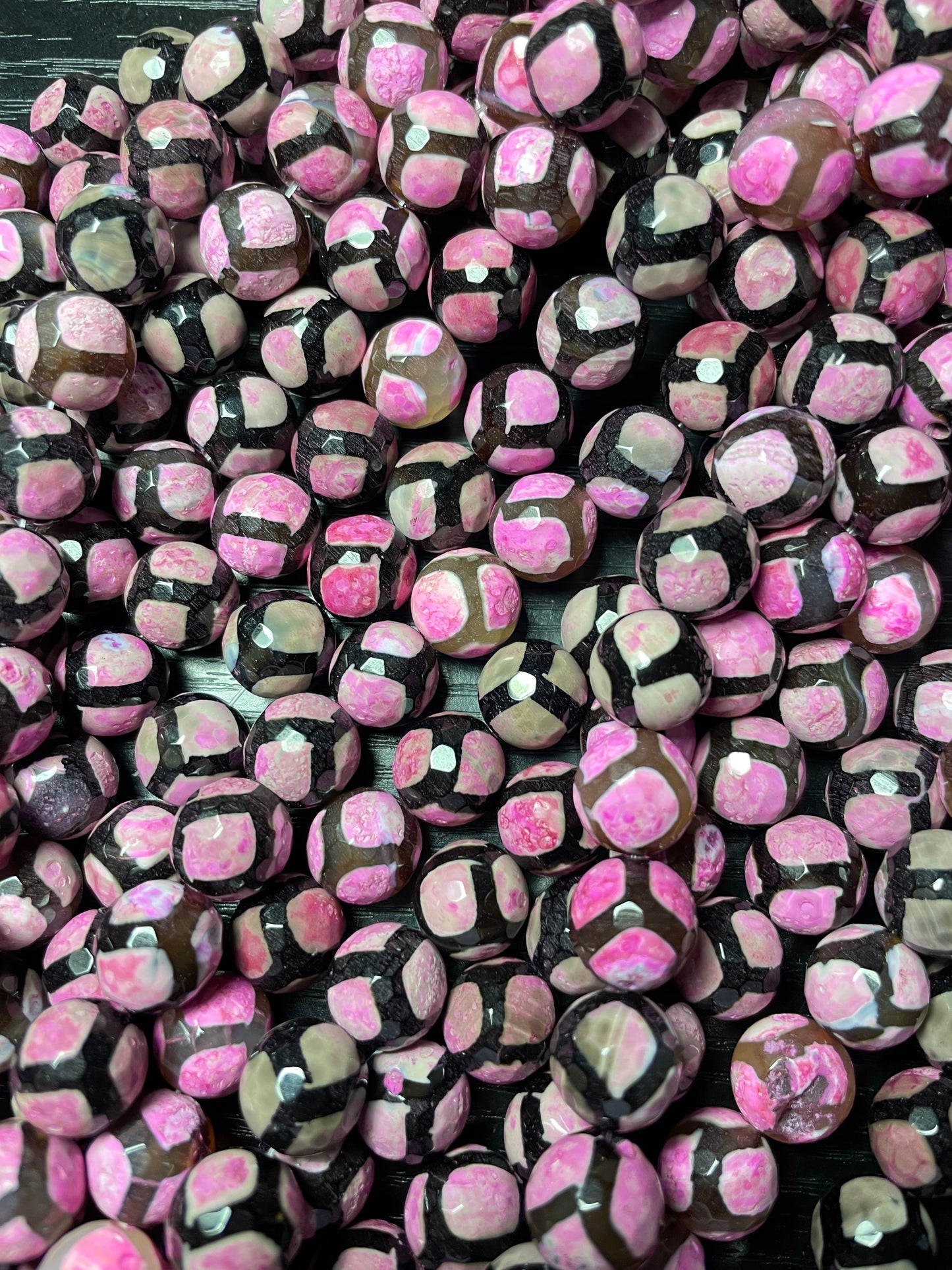 10mm/12mm Pink Faceted Tibetan Agate Stone Beads Stone Beads 12mm Stone Beads Tibetan Beads Charms Beads Beyond