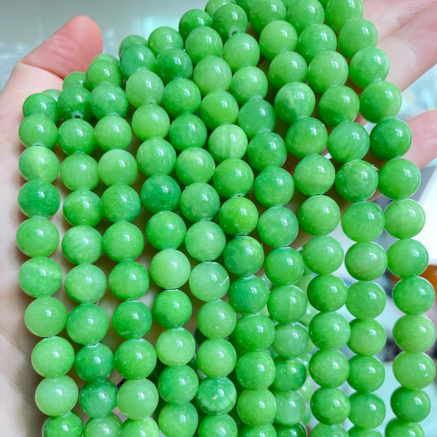 2 Strands/lot 8mm, 10mm Light Green Jade Round Stone Beads Stone Beads 8mm Stone Beads Round Jade Beads Charms Beads Beyond