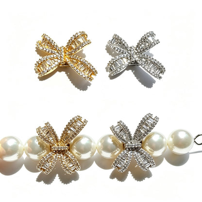 10-20-50pcs/lot CZ Paved Bow Spacers