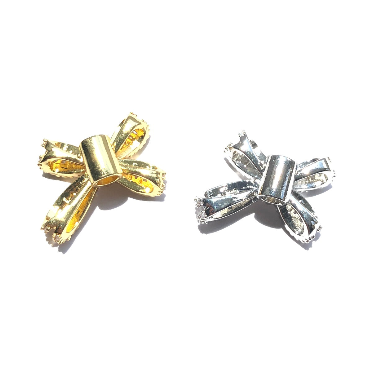 10-20-50pcs/lot CZ Paved Bow Spacers