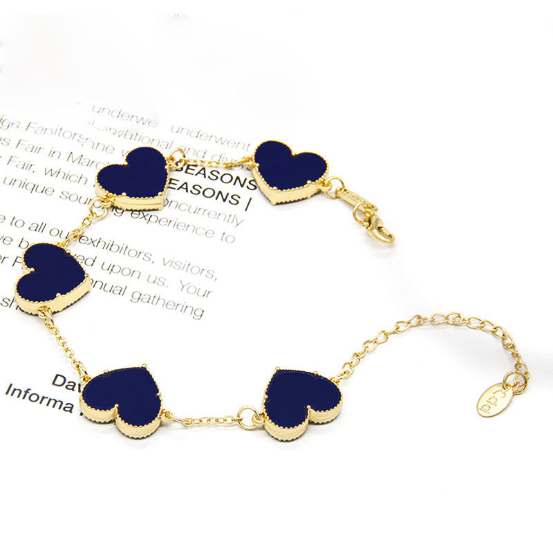12pcs/lot Gold-Plated Colorful Heart Bracelets Blue Women Bracelets Charms Beads Beyond