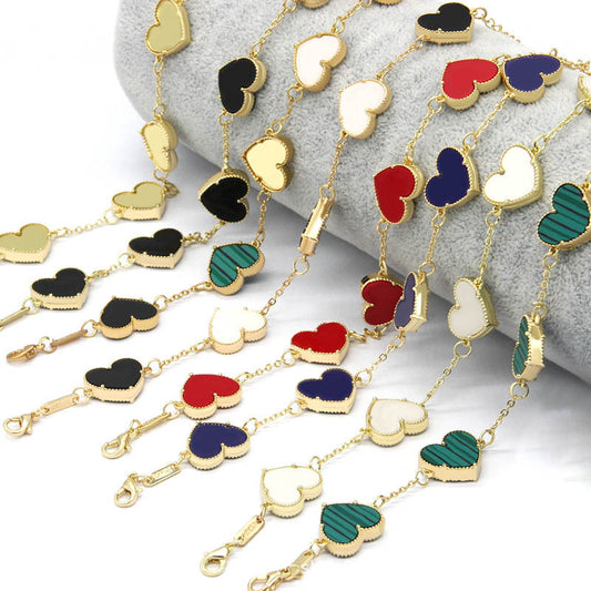 12pcs/lot Gold-Plated Colorful Heart Bracelets Mix Random Colors Women Bracelets Charms Beads Beyond