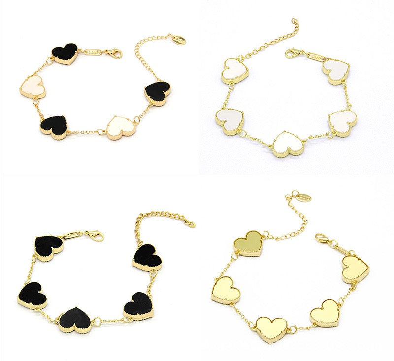 12pcs/lot Gold-Plated Colorful Heart Bracelets Women Bracelets Charms Beads Beyond