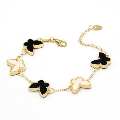 12pcs/lot Gold-Plated Colorful Butterfly Bracelets White Black Women Bracelets Charms Beads Beyond