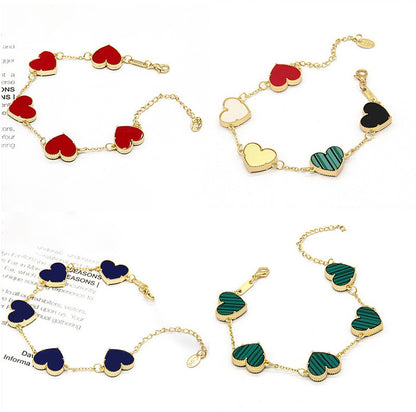12pcs/lot Gold-Plated Colorful Heart Bracelets Women Bracelets Charms Beads Beyond
