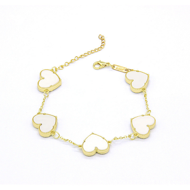12pcs/lot Gold-Plated Colorful Heart Bracelets White Women Bracelets Charms Beads Beyond