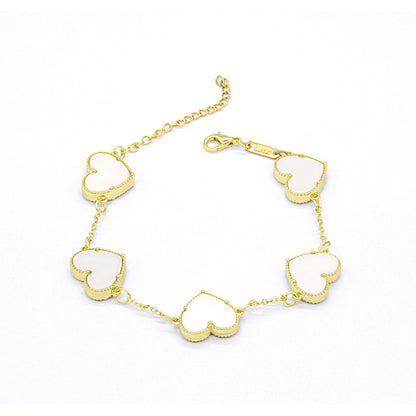 12pcs/lot Gold-Plated Colorful Heart Bracelets White Women Bracelets Charms Beads Beyond