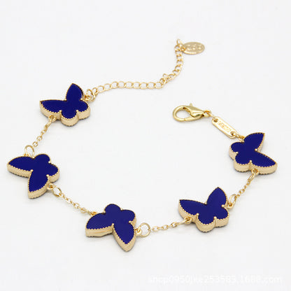12pcs/lot Gold-Plated Colorful Butterfly Bracelets Blue Women Bracelets Charms Beads Beyond