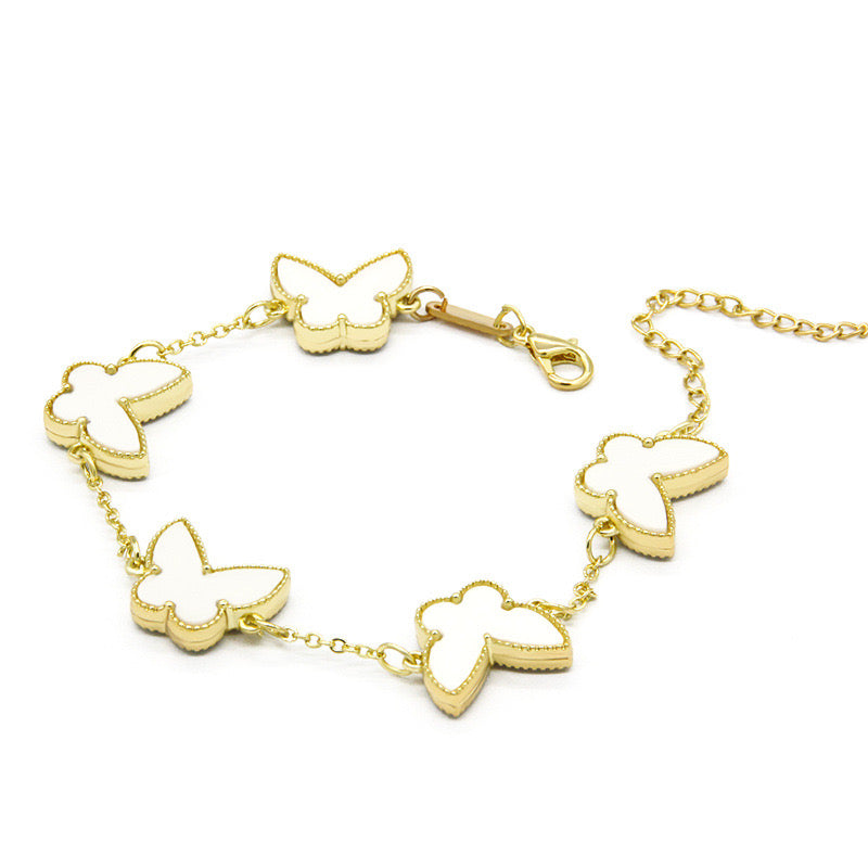 12pcs/lot Gold-Plated Colorful Butterfly Bracelets White Women Bracelets Charms Beads Beyond
