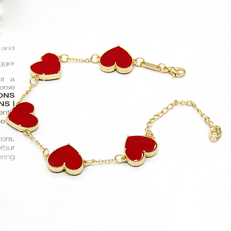 12pcs/lot Gold-Plated Colorful Heart Bracelets Red Women Bracelets Charms Beads Beyond