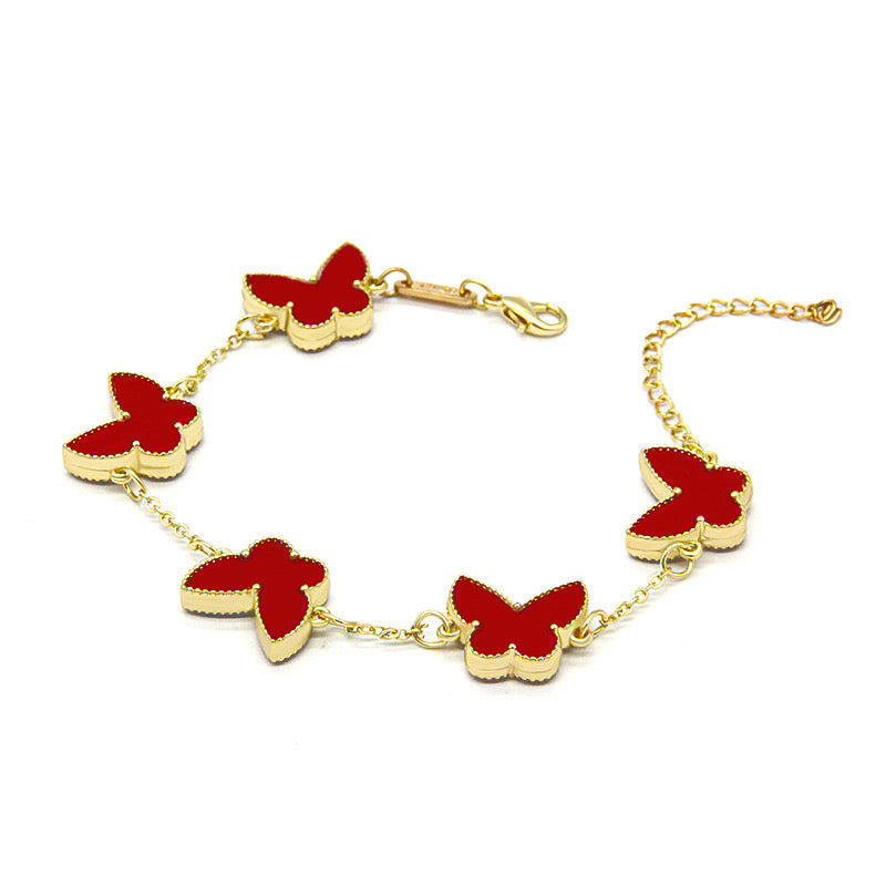 12pcs/lot Gold-Plated Colorful Butterfly Bracelets Red Women Bracelets Charms Beads Beyond