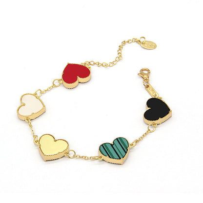 12pcs/lot Gold-Plated Colorful Heart Bracelets Multicolor Women Bracelets Charms Beads Beyond