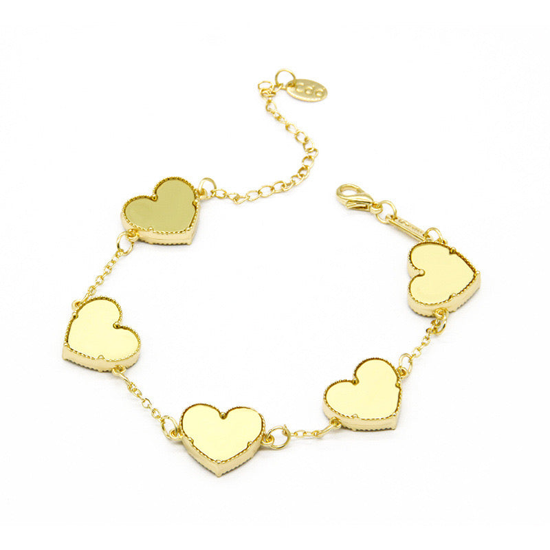 12pcs/lot Gold-Plated Colorful Heart Bracelets Gold Women Bracelets Charms Beads Beyond