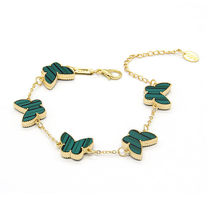 12pcs/lot Gold-Plated Colorful Butterfly Bracelets Green Women Bracelets Charms Beads Beyond