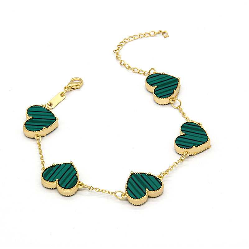 12pcs/lot Gold-Plated Colorful Heart Bracelets Green Women Bracelets Charms Beads Beyond