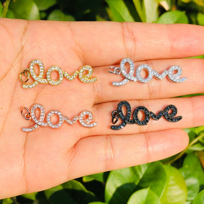 10pcs/lot 31*12mm CZ Paved LOVE Charms Mix Colors CZ Paved Charms Love Letters Words & Quotes Charms Beads Beyond