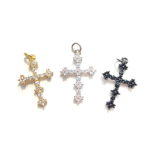 10pcs/lot 24*15.7mm CZ Paved Cross Charms