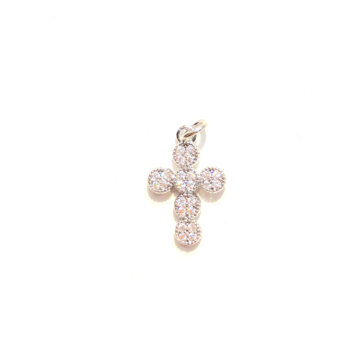 10pcs/lot 18.6*12.3mm CZ Paved Cross Charms
