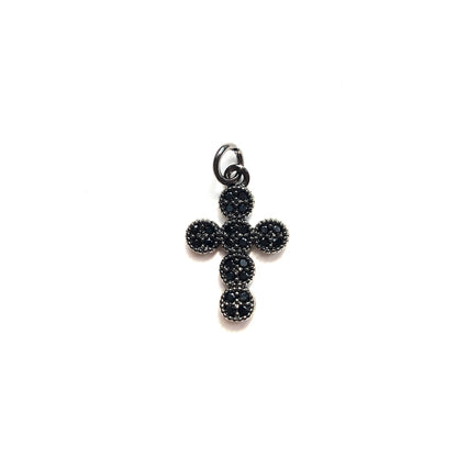 10pcs/lot 18.6*12.3mm CZ Paved Cross Charms