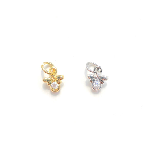 10pcs/lot 8.7*7.4mm Mini Size CZ Paved Bee Charms