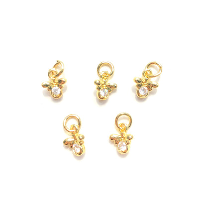 10pcs/lot 8.7*7.4mm Mini Size CZ Paved Bee Charms