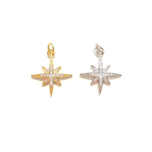 10pcs/lot 20*17.8mm CZ Paved North Star Charms