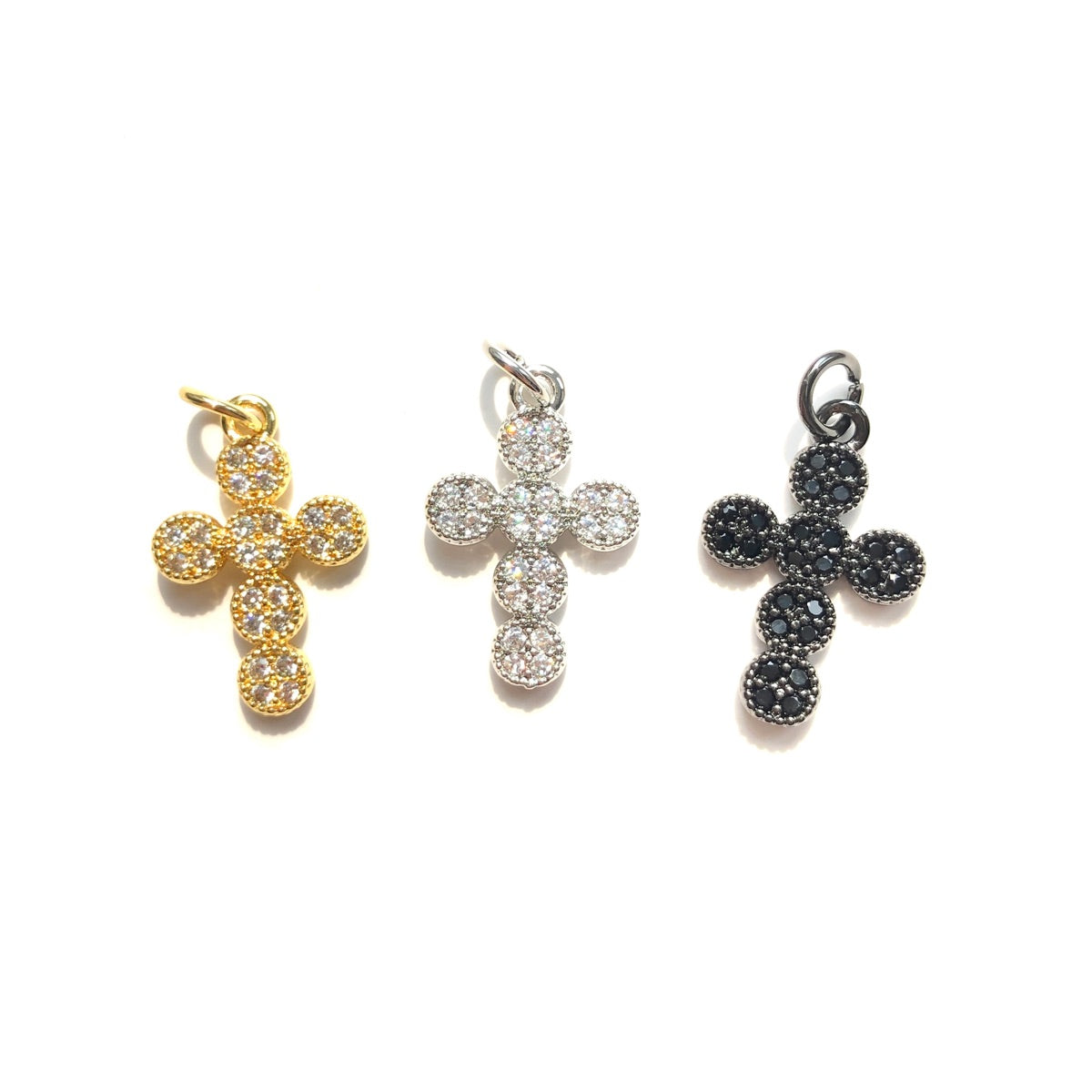 10pcs/lot 18.6*12.3mm CZ Paved Cross Charms