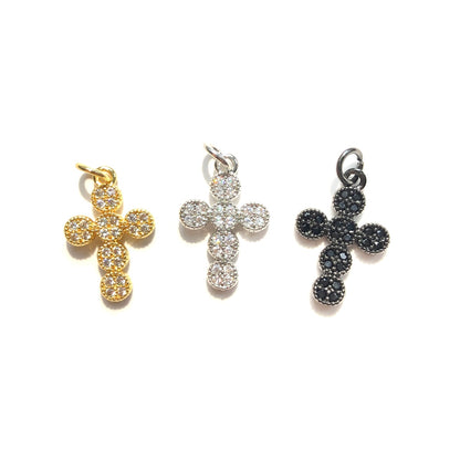 10pcs/lot 18.6*12.3mm CZ Paved Cross Charms