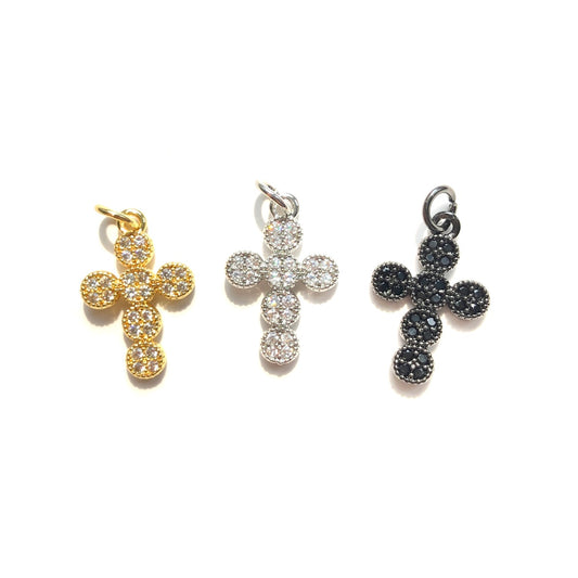 10pcs/lot 18.6*12.3mm CZ Paved Cross Charms
