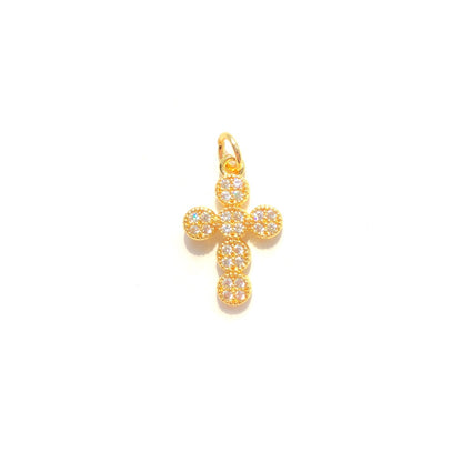 10pcs/lot 18.6*12.3mm CZ Paved Cross Charms