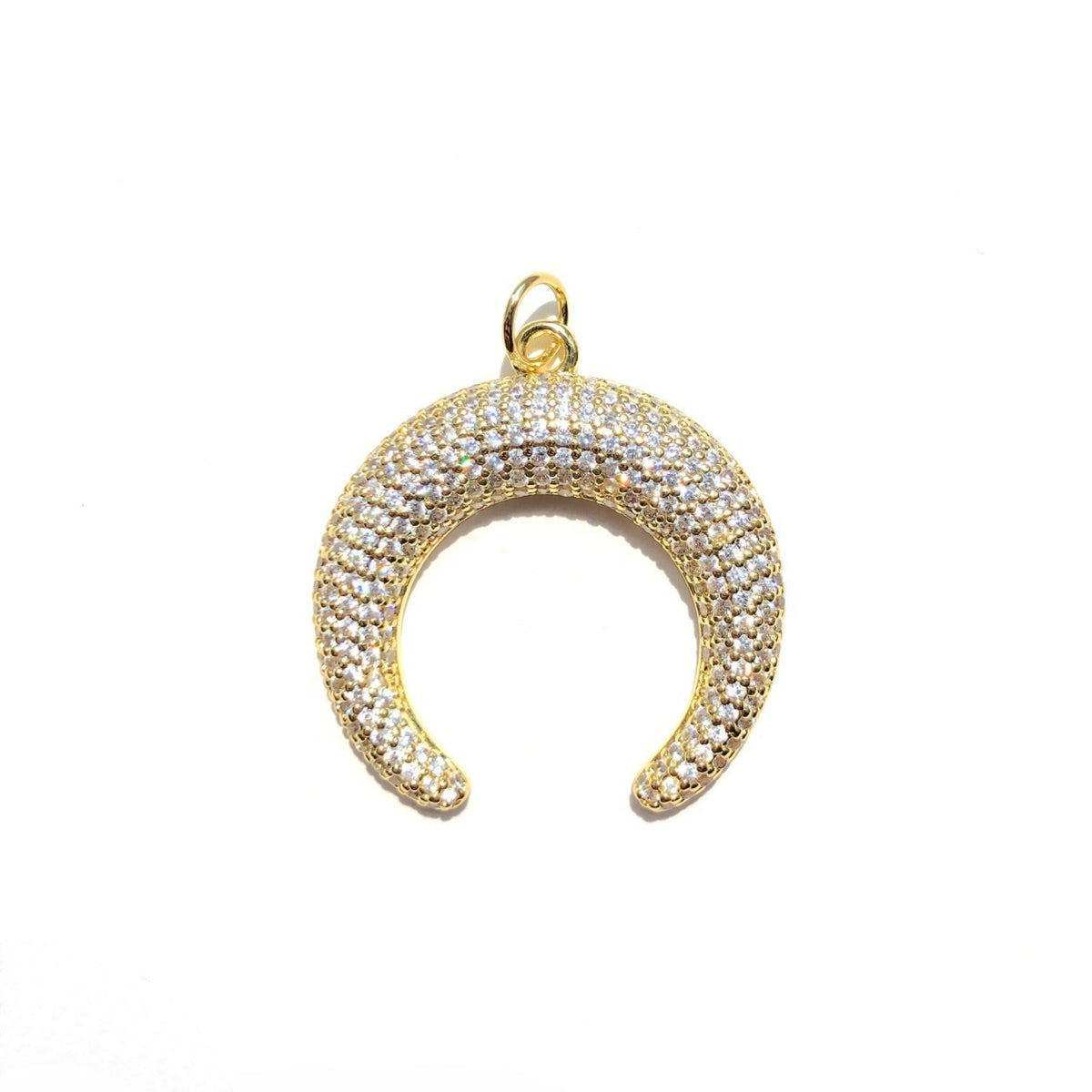 5-10pcs/lot 30.2*29.5mm Big Size CZ Paved Moon Charms