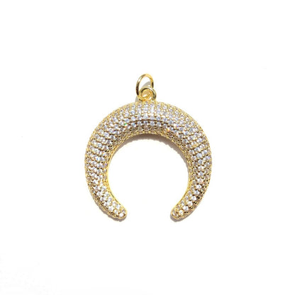 5-10pcs/lot 30.2*29.5mm Big Size CZ Paved Moon Charms