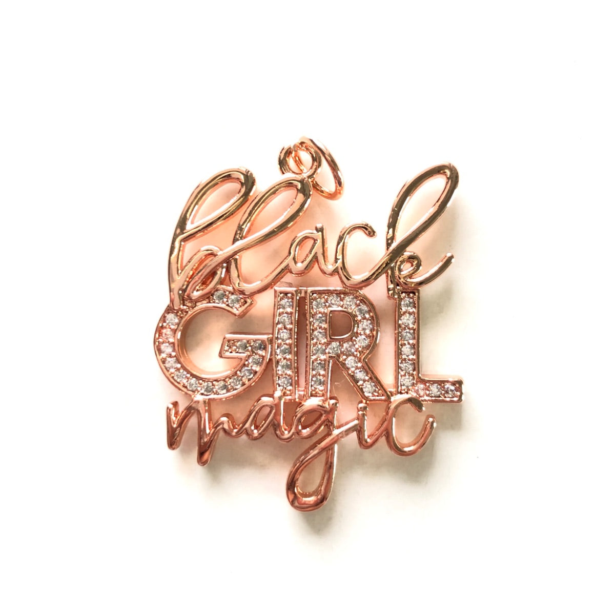 10pcs/lot CZ Paved Black Girl Magic Charms Rose Gold CZ Paved Charms New Charms Arrivals Words & Quotes Charms Beads Beyond