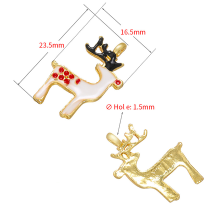 20pcs/lot Enamel Christmas Bell Santa Tree Stocking Charms CZ Paved Charms Christmas Charms Beads Beyond