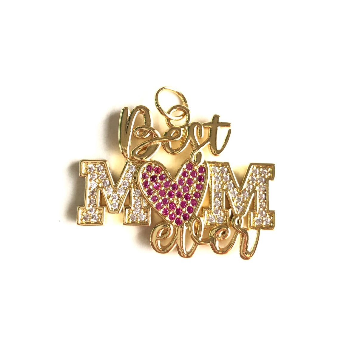 10pcs/lot CZ Pave Best Mom Ever Word Charms-Mother's Day Gold CZ Paved Charms Mother's Day New Charms Arrivals Words & Quotes Charms Beads Beyond