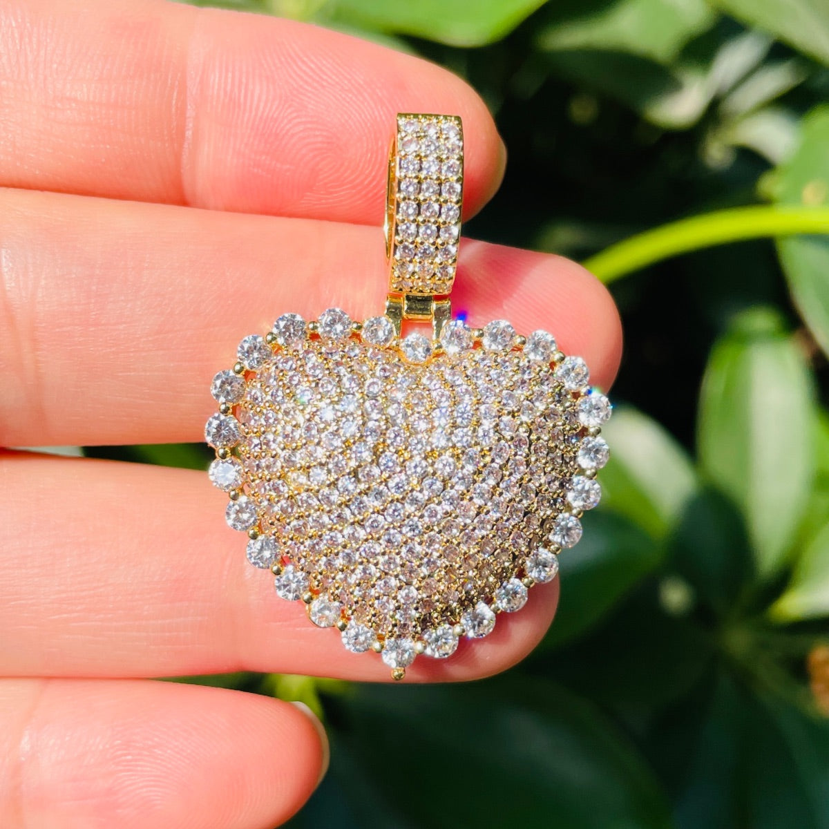 5-10pcs/lot Large Size CZ Paved 3D Heart Charms Gold CZ Paved Charms Hearts New Charms Arrivals Charms Beads Beyond