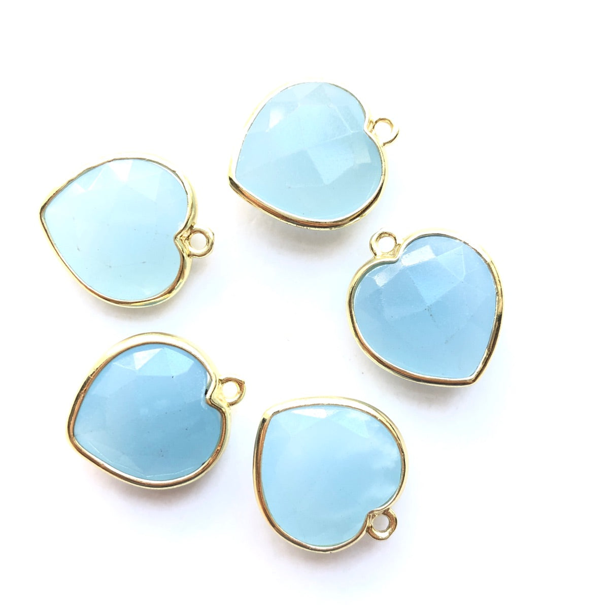 5pcs/Lot Gold Plated Bezel Natural Labradorite Amethyst Tiger Eye Rose Quartz Faceted Heart Pendants Light Blue Jade Stone Charms New Charms Arrivals Charms Beads Beyond