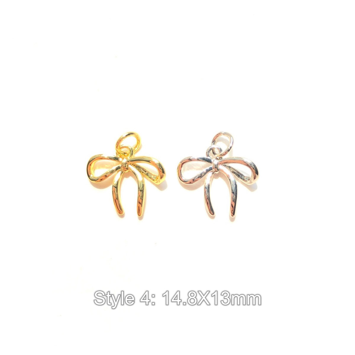 10pcs/lot Gold-Plated Bow Bowknot Charms