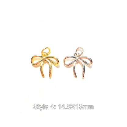 10pcs/lot Gold-Plated Bow Bowknot Charms