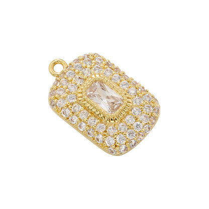 10pcs/lot Small Size Colorful Diamond CZ Pave Rectangle Charms Clear on Gold CZ Paved Charms Colorful Zirconia Diamond Small Sizes Charms Beads Beyond