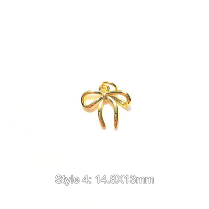 10pcs/lot Gold-Plated Bow Bowknot Charms