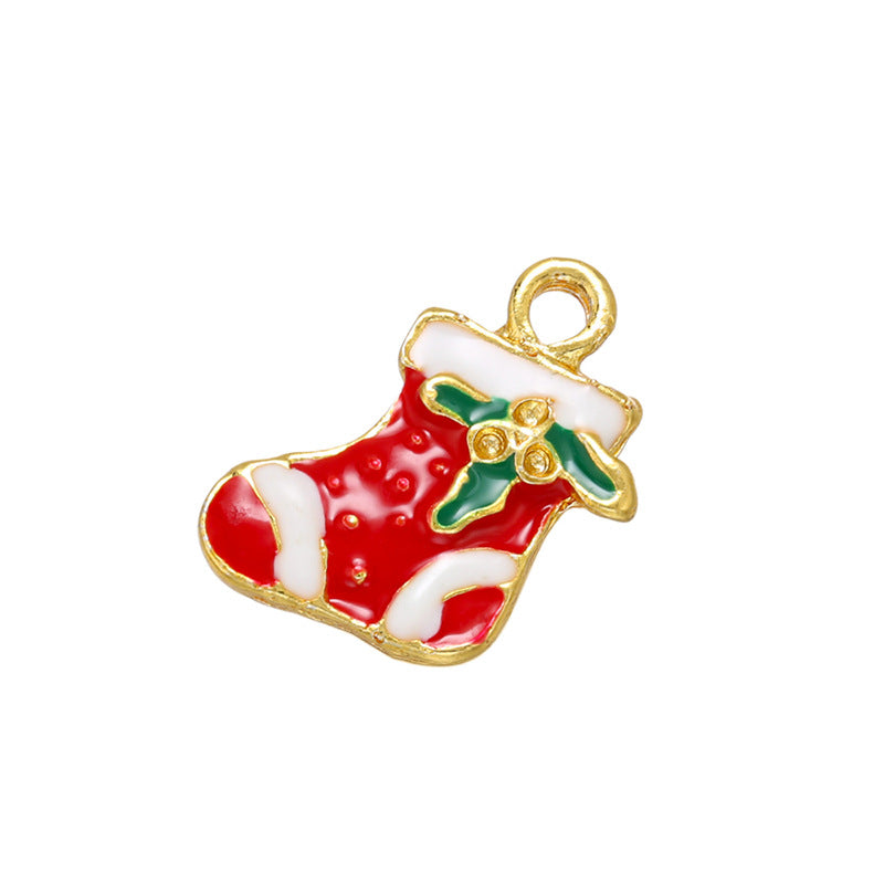 10pcs/lot Enamel Christmas Charms for Jewelry Making Santa Claus Tree Deer  Bell Glove Charms Pendant for Necklaces Earrings Gift