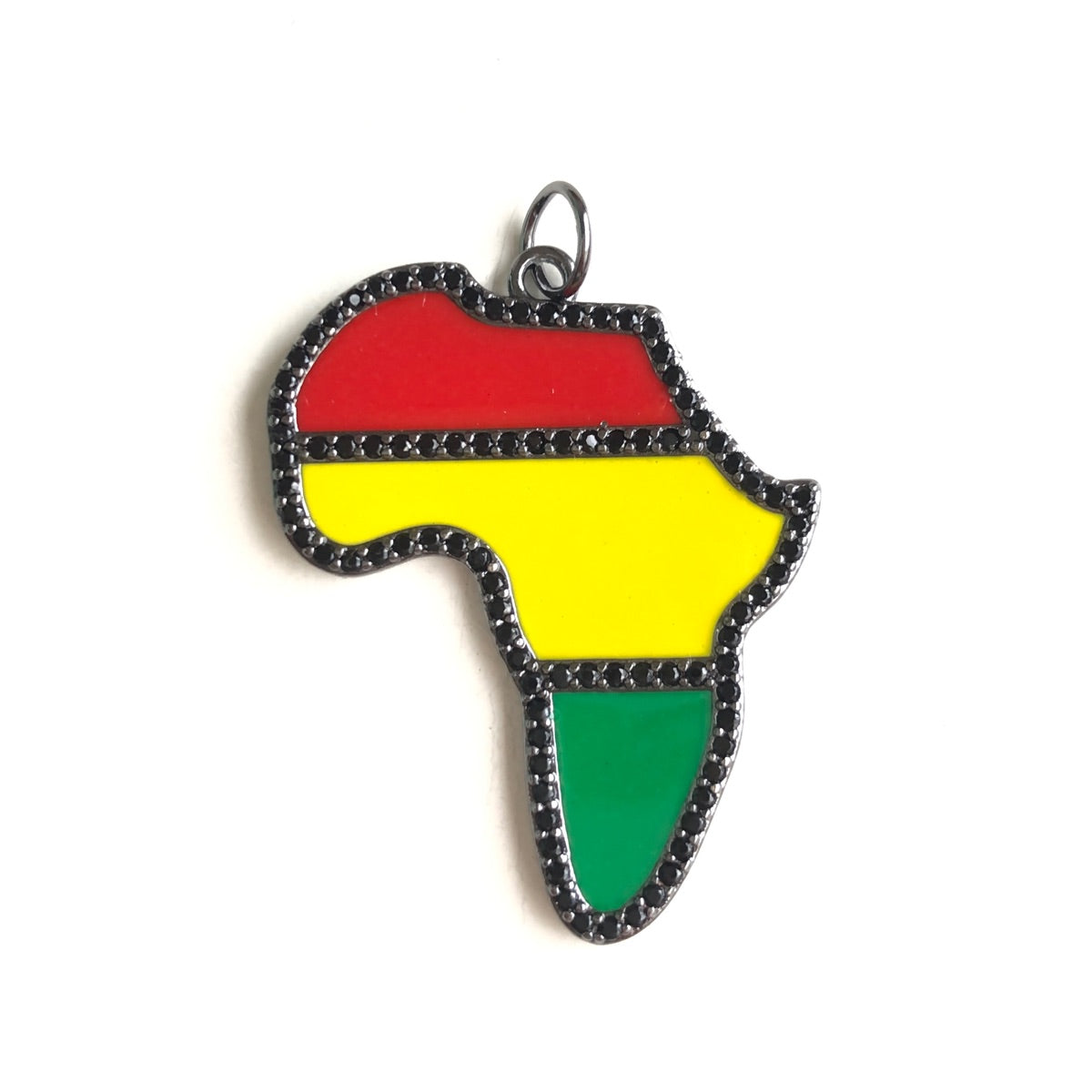 10pcs/lot Red Yellow Green Enamel Africa Map CZ Pave Charms for Black History Month Juneteenth Awareness Black on Black CZ Paved Charms Juneteenth & Black History Month Awareness New Charms Arrivals Charms Beads Beyond