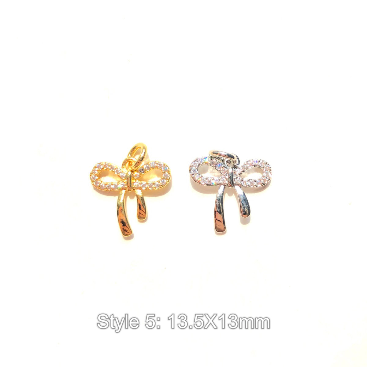 10pcs/lot Gold-Plated Bow Bowknot Charms