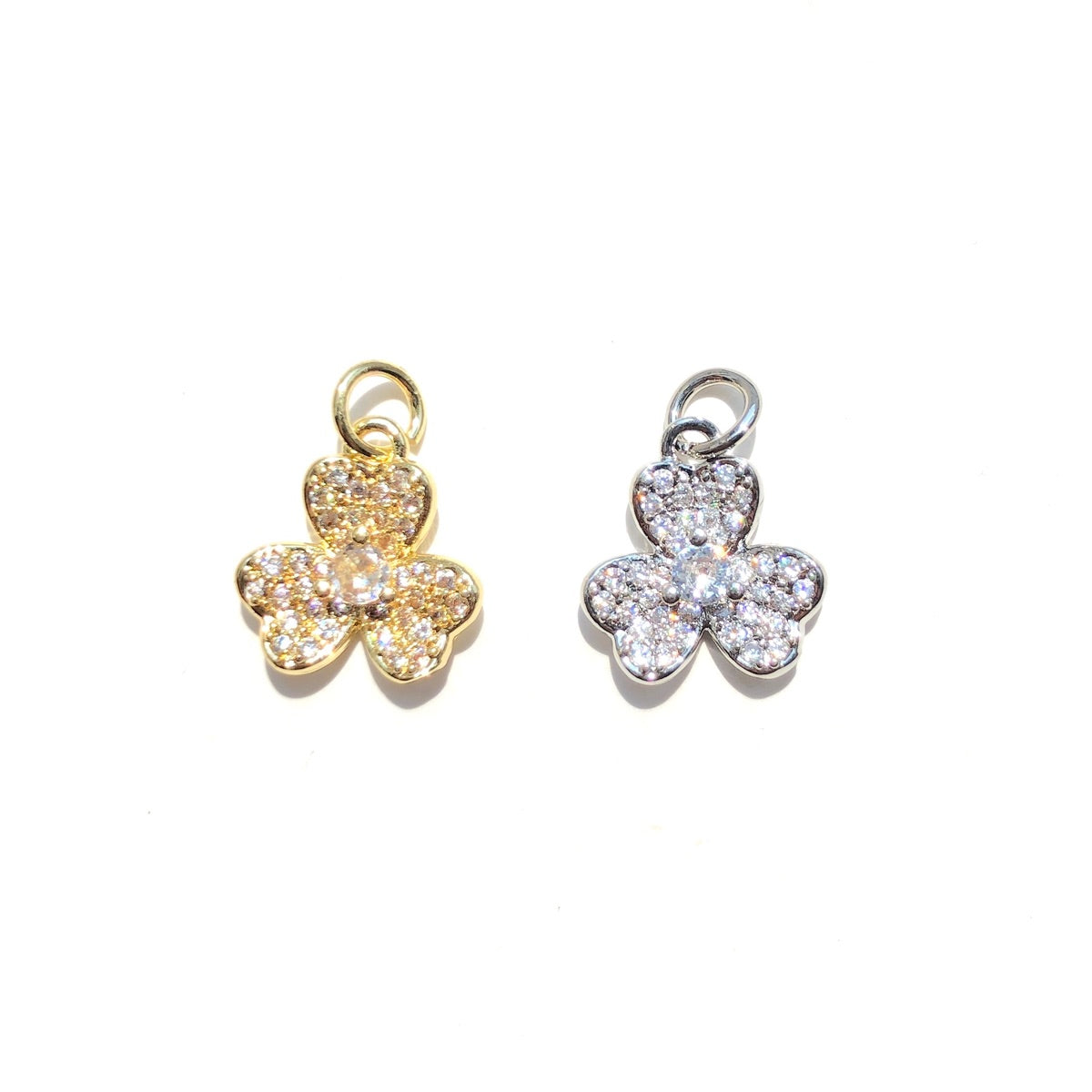 10pcs/lot 13*12mm Small Size CZ Pave Flower Charms