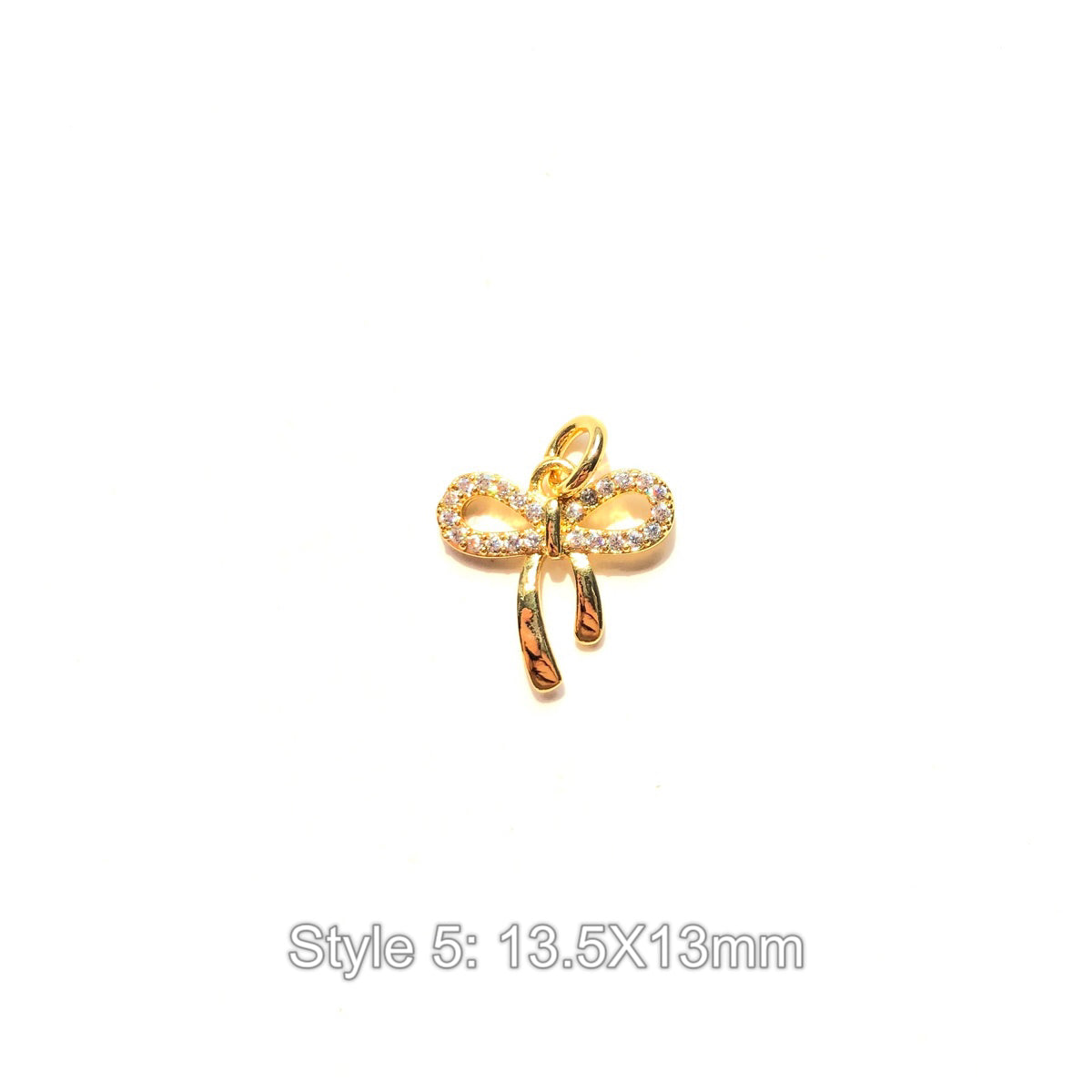 10pcs/lot Gold-Plated Bow Bowknot Charms
