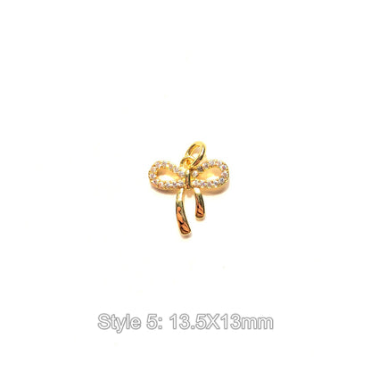 10pcs/lot Gold-Plated Bow Bowknot Charms